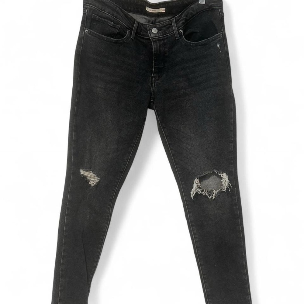 Levi’s 711 Black Distressed Skinny Jeans